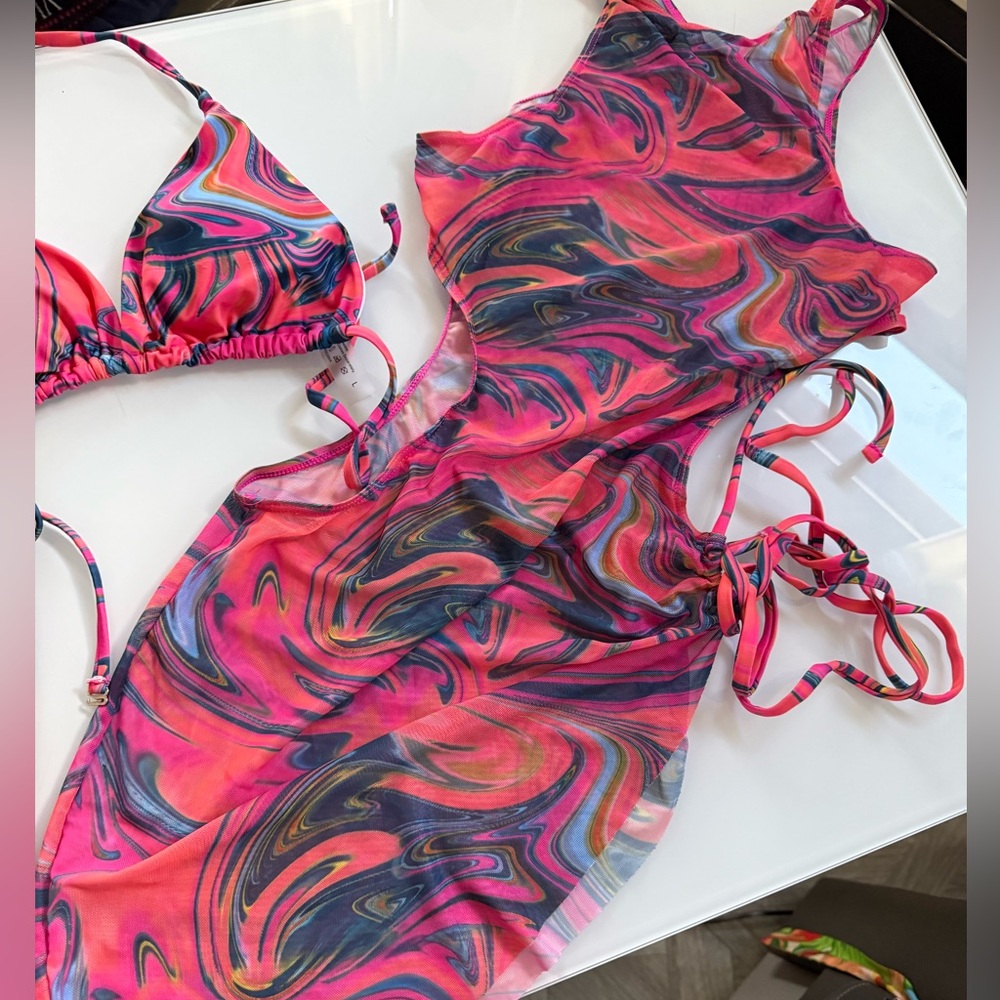 Pink & Multicolor Swirl Bikini Set - Picture 3 of 10